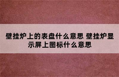 壁挂炉上的表盘什么意思 壁挂炉显示屏上图标什么意思